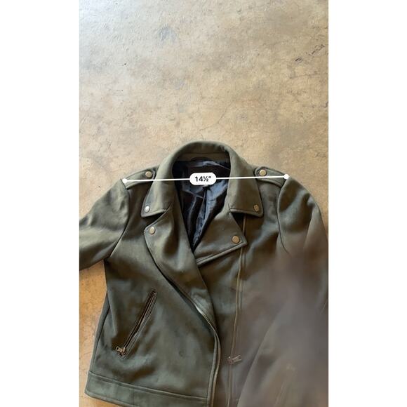 Banana Republic Women’s Olive Moto Jacket Vegan Suede XS - Picture 11 of 15